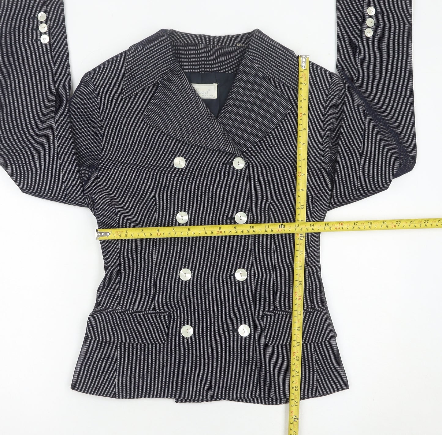 Class Womens Blue Size 12 Double-Breasted Wool Suit Jacket