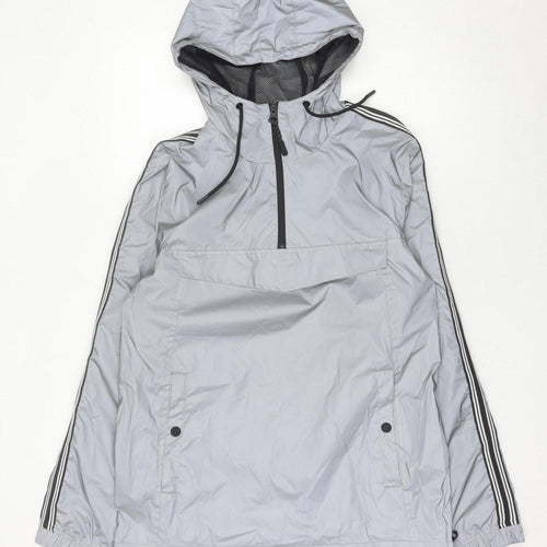 Brave Soul Men’s Grey Hooded Anorak Jacket Size L Lightweight Polyester