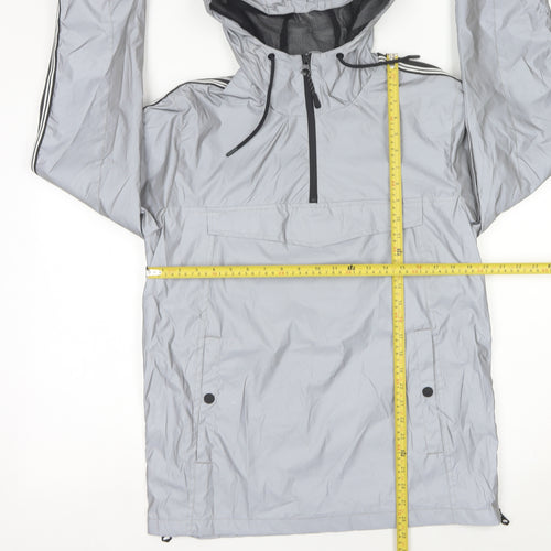 Brave Soul Men’s Grey Hooded Anorak Jacket Size L Lightweight Polyester