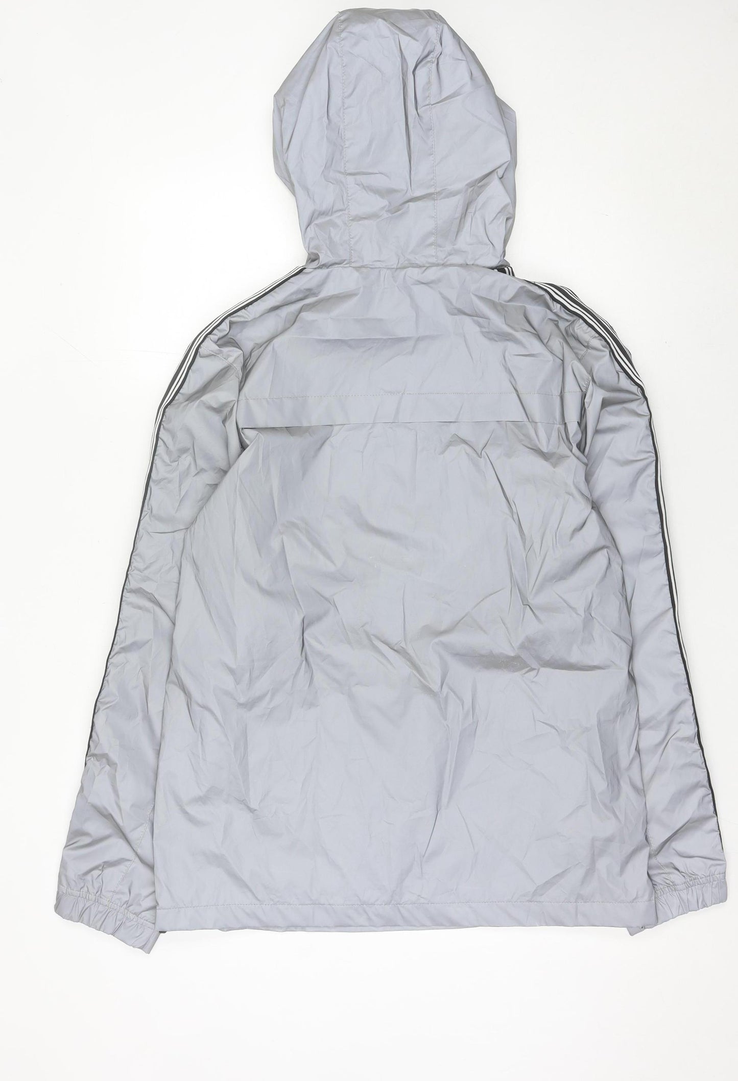 Brave Soul Men’s Grey Hooded Anorak Jacket Size L Lightweight Polyester