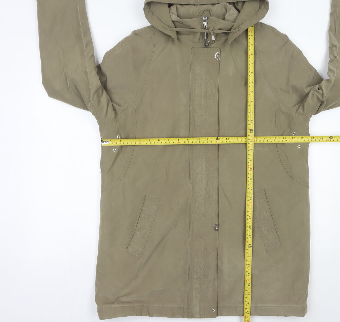 Classics Womens Brown Size 12 Mid-Length Hooded Parka Jacket