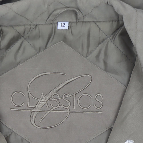 Classics Womens Brown Size 12 Mid-Length Hooded Parka Jacket
