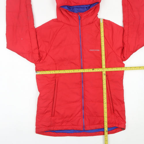 Craghoppers Womens Red Puffer Jacket Size 10 Hooded Insulated