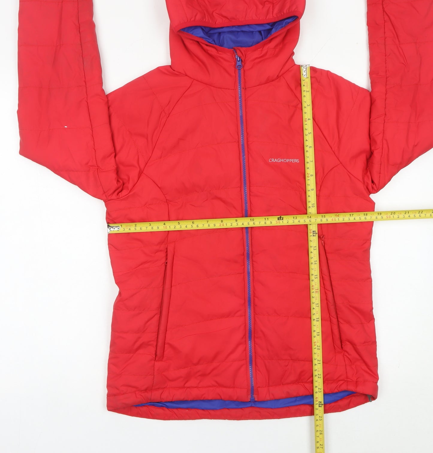 Craghoppers Womens Red Puffer Jacket Size 10 Hooded Insulated