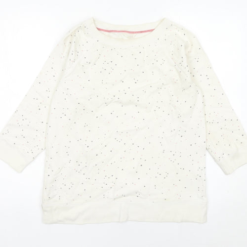 White Stuff Women Ivory Cotton Polka Dot Pullover Sweatshirt Size S
