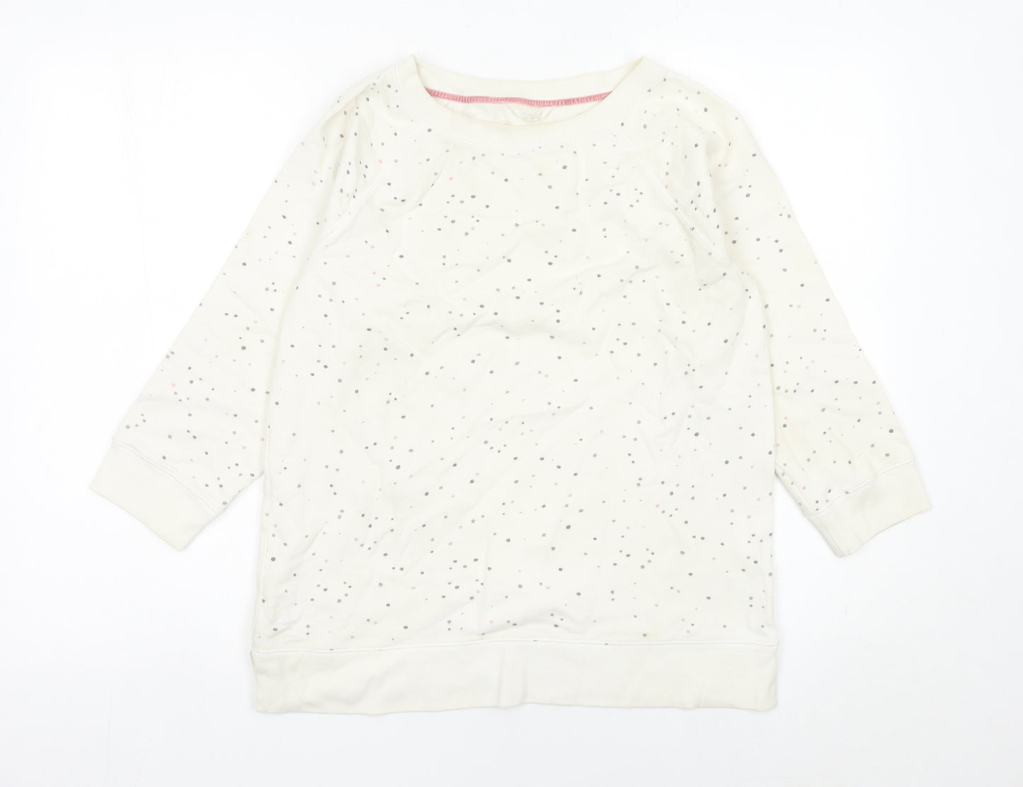 White Stuff Women Ivory Cotton Polka Dot Pullover Sweatshirt Size S