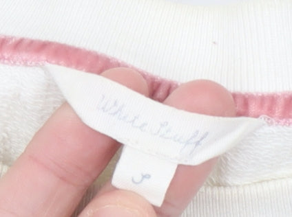 White Stuff Women Ivory Cotton Polka Dot Pullover Sweatshirt Size S