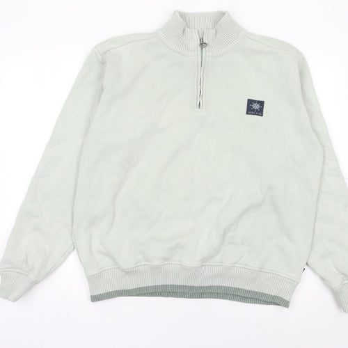 Quba & Co Men’s Green Quarter Zip Sweatshirt Size L Mock Neck