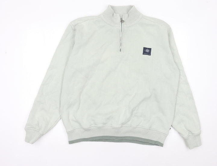 Quba & Co Men’s Green Quarter Zip Sweatshirt Size L Mock Neck
