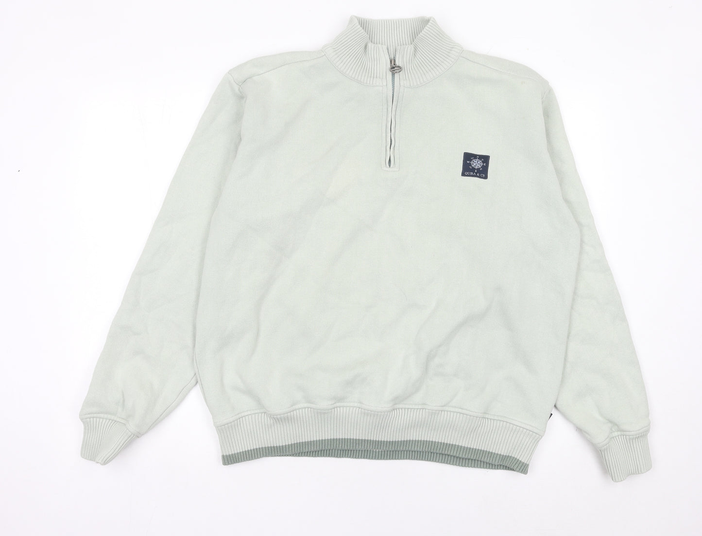 Quba & Co Men’s Green Quarter Zip Sweatshirt Size L Mock Neck