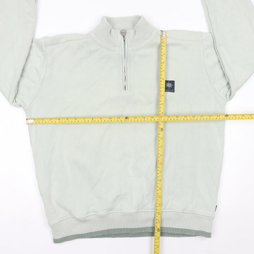 Quba & Co Men’s Green Quarter Zip Sweatshirt Size L Mock Neck