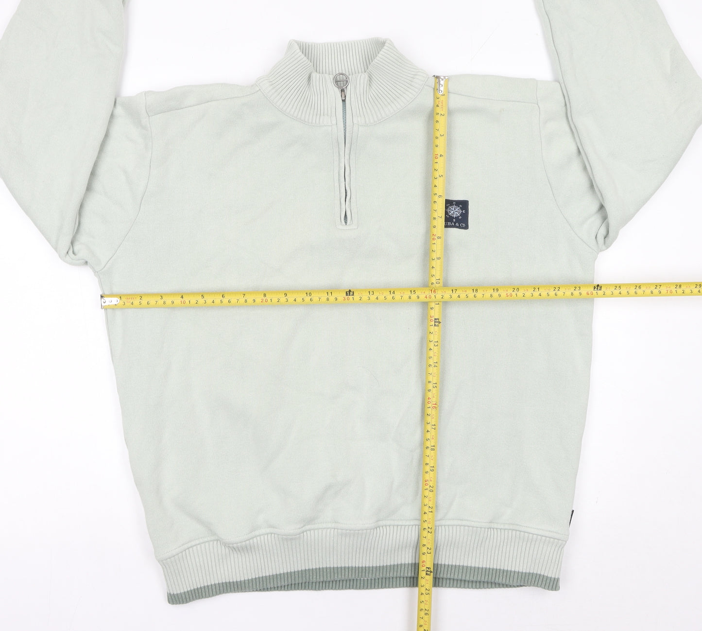 Quba & Co Men’s Green Quarter Zip Sweatshirt Size L Mock Neck