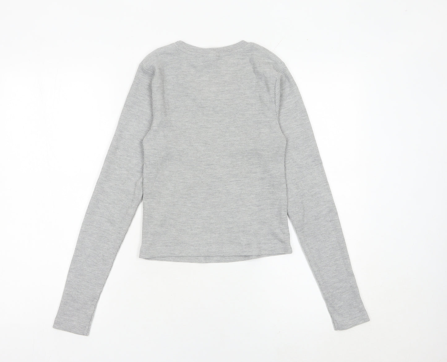 ASOS Design Women’s Grey Slim Fit Long Sleeve V-Neck Top Size S UK 8-10