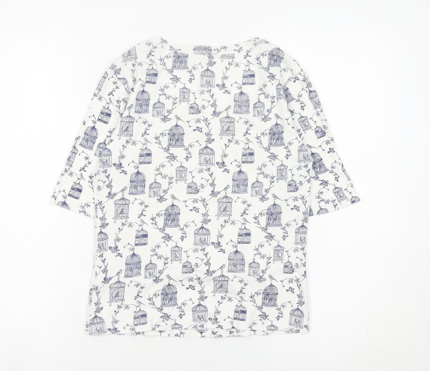 Marks and Spencer Womens White Bird Print Cotton T-Shirt UK 8