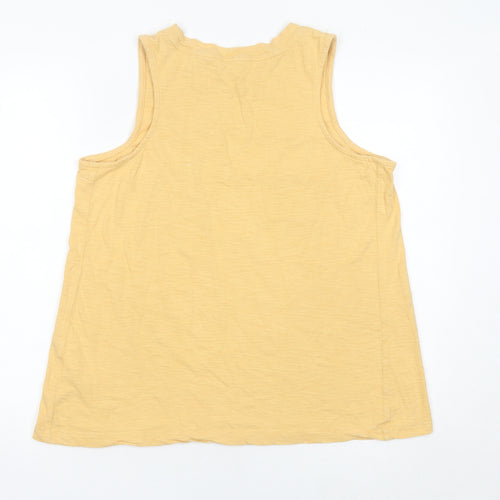 Fat Face Womens Yellow Floral Retro Print Tank Top UK 14 Cotton