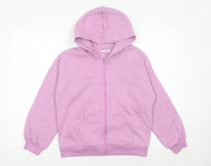 Marks and Spencer Girls Purple Full Zip Hoodie 11-12 Years Long Sleeve