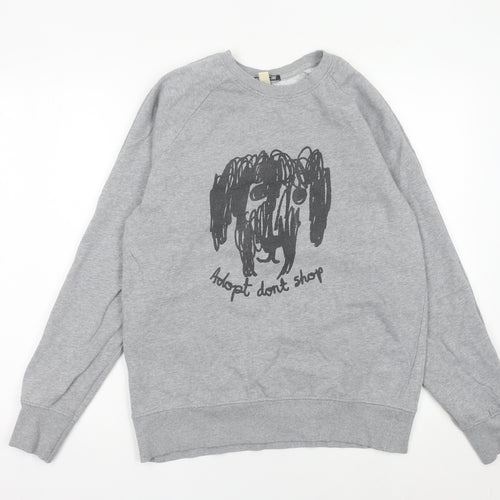 Black Score Unisex Grey Medium Sweatshirt Graphic Dog Print