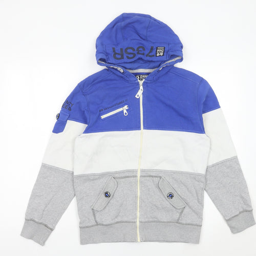 Denim 73 Boys Blue Grey Colourblock Full Zip Hoodie 14 Years