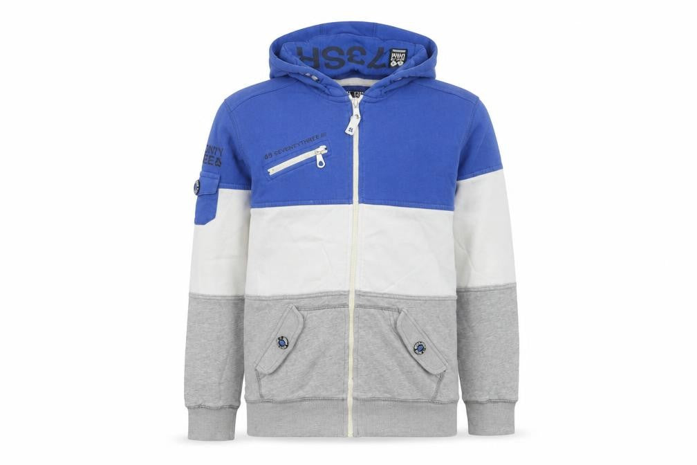 Denim 73 Boys Blue Grey Colourblock Full Zip Hoodie 14 Years