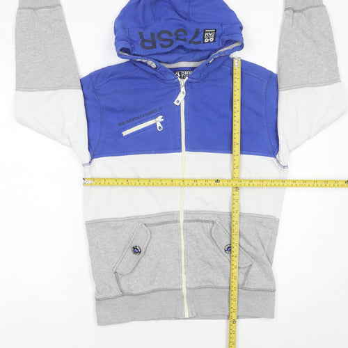 Denim 73 Boys Blue Grey Colourblock Full Zip Hoodie 14 Years