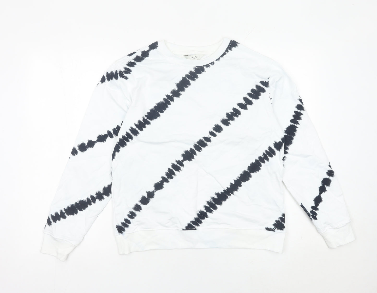 Marks and Spencer Womens White Black Tie Dye Sweatshirt Small