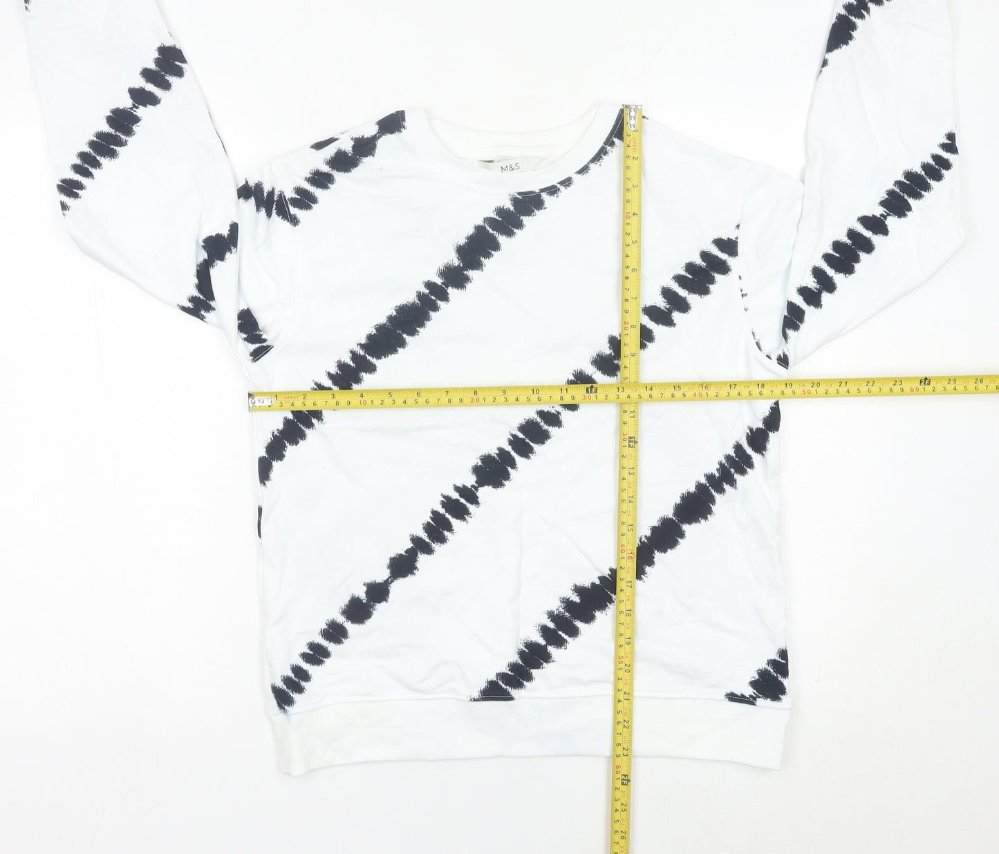 Marks and Spencer Womens White Black Tie Dye Sweatshirt Small