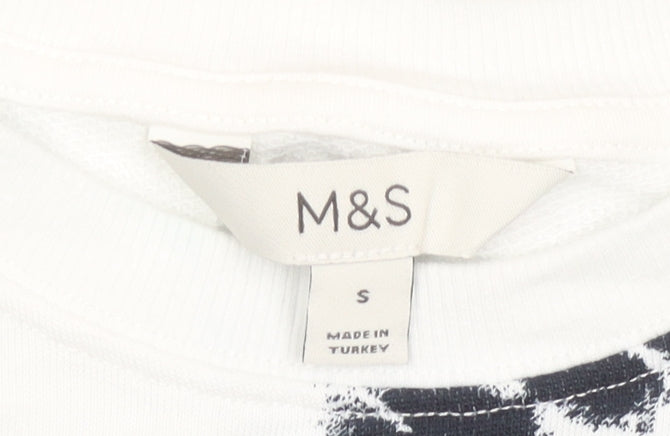 Marks and Spencer Womens White Black Tie Dye Sweatshirt Small