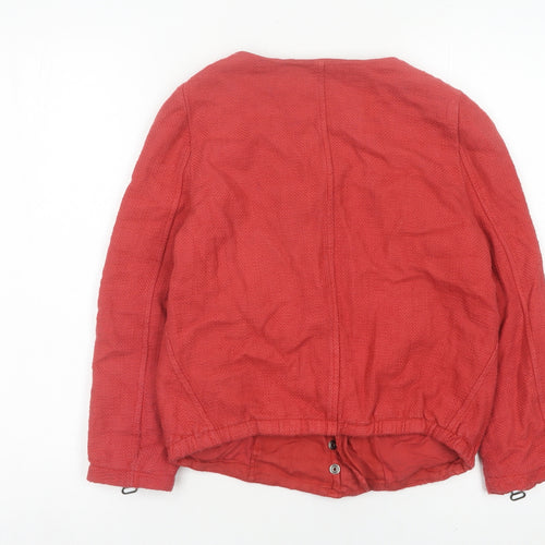 Zara Basic Women’s Red Cotton Linen Jacket Size S Casual Zip