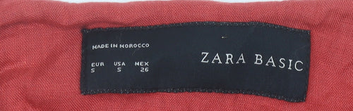 Zara Basic Women’s Red Cotton Linen Jacket Size S Casual Zip