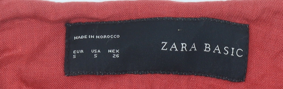 Zara Basic Women’s Red Cotton Linen Jacket Size S Casual Zip