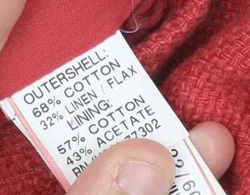 Zara Basic Women’s Red Cotton Linen Jacket Size S Casual Zip