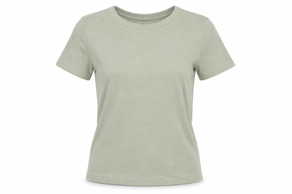 Front view of H&M Women’s Green Short Sleeve Basic Crew Neck T-Shirt, size L