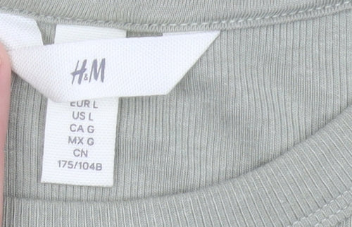 H&M Women’s Green Short Sleeve Basic Crew Neck T-Shirt Size L