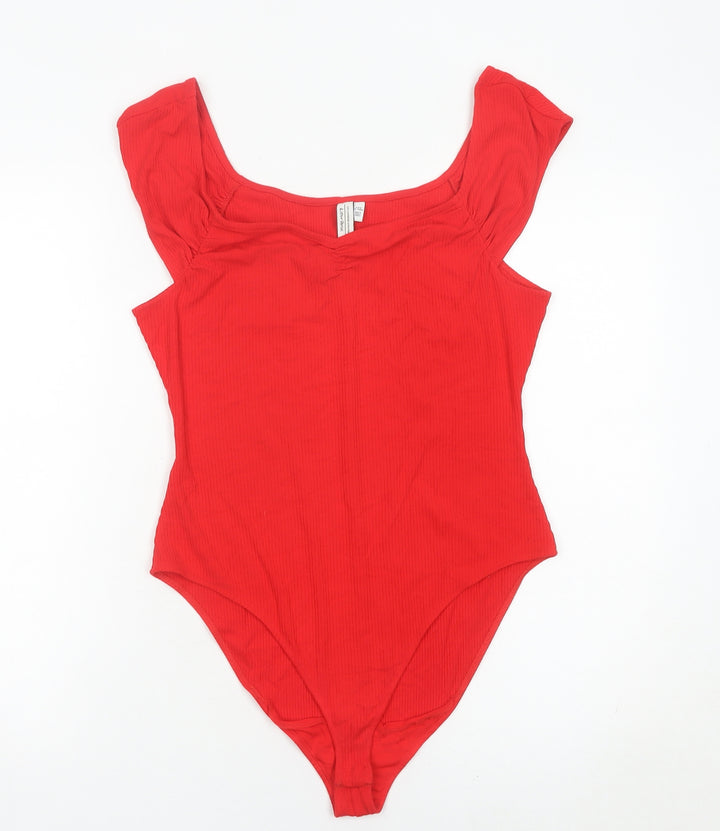 & Other Stories Women Red Bodysuit Size 12 Scoop Neck Stretch