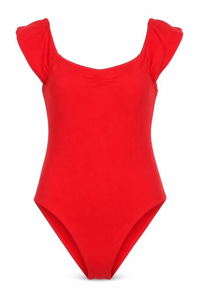 & Other Stories Women Red Bodysuit Size 12 Scoop Neck Stretch