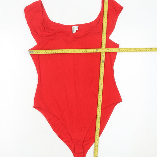 & Other Stories Women Red Bodysuit Size 12 Scoop Neck Stretch