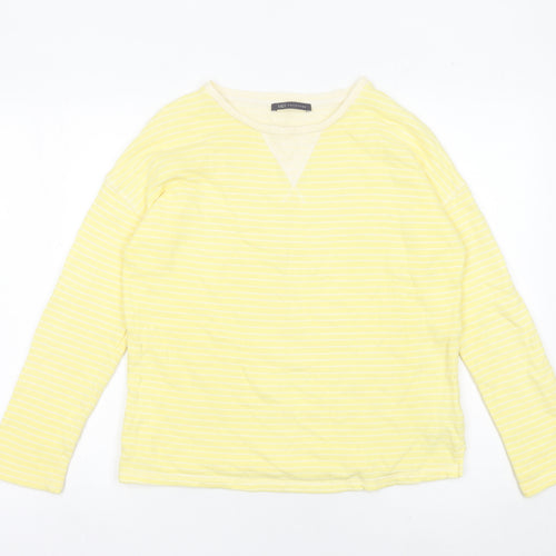 Marks and Spencer Women Yellow Striped Pullover Sweatshirt UK 8
