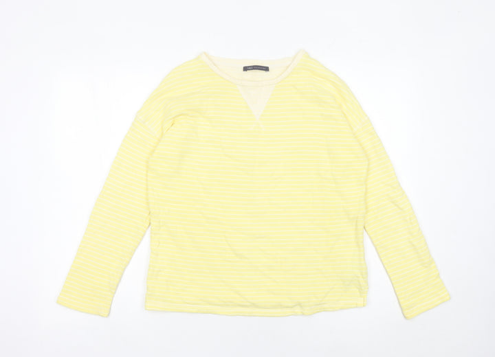 Marks and Spencer Women Yellow Striped Pullover Sweatshirt UK 8