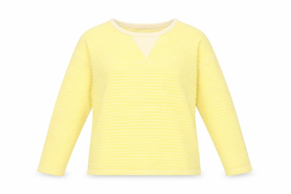 Front view of Marks & Spencer Women Yellow Striped Pullover Sweatshirt UK 8