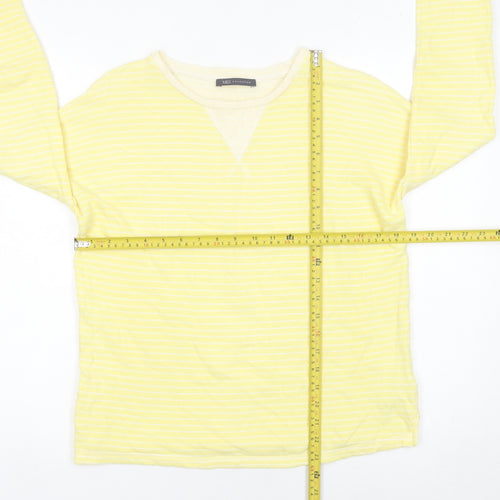 Marks and Spencer Women Yellow Striped Pullover Sweatshirt UK 8