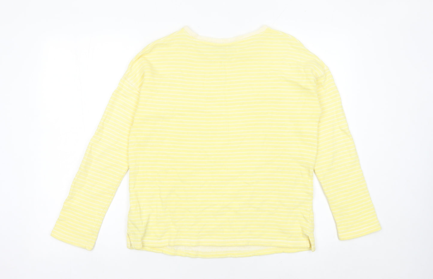 Marks and Spencer Women Yellow Striped Pullover Sweatshirt UK 8