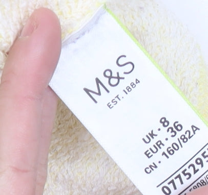 Marks and Spencer Women Yellow Striped Pullover Sweatshirt UK 8