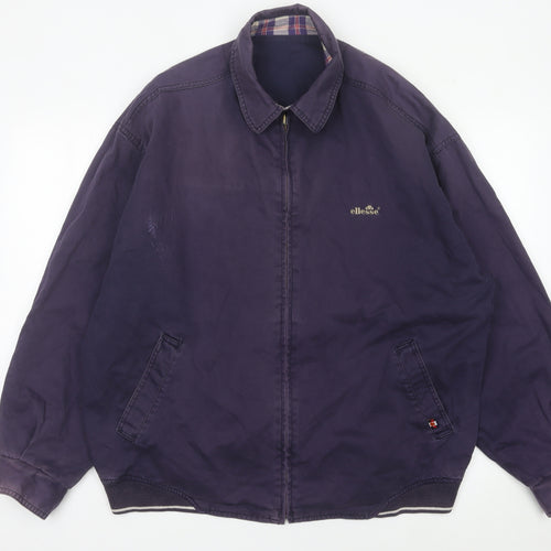Ellesse Men's Purple Cotton Basic Jacket L Vintage Casual Zip