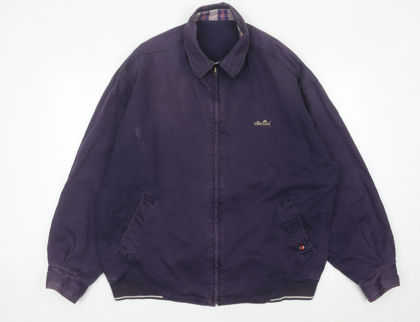 Ellesse Men's Purple Cotton Basic Jacket L Vintage Casual Zip