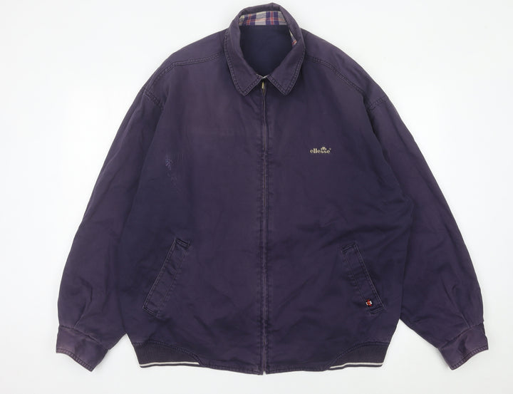 Ellesse Men's Purple Cotton Basic Jacket L Vintage Casual Zip