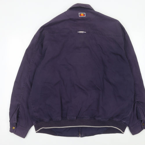 Ellesse Men's Purple Cotton Basic Jacket L Vintage Casual Zip