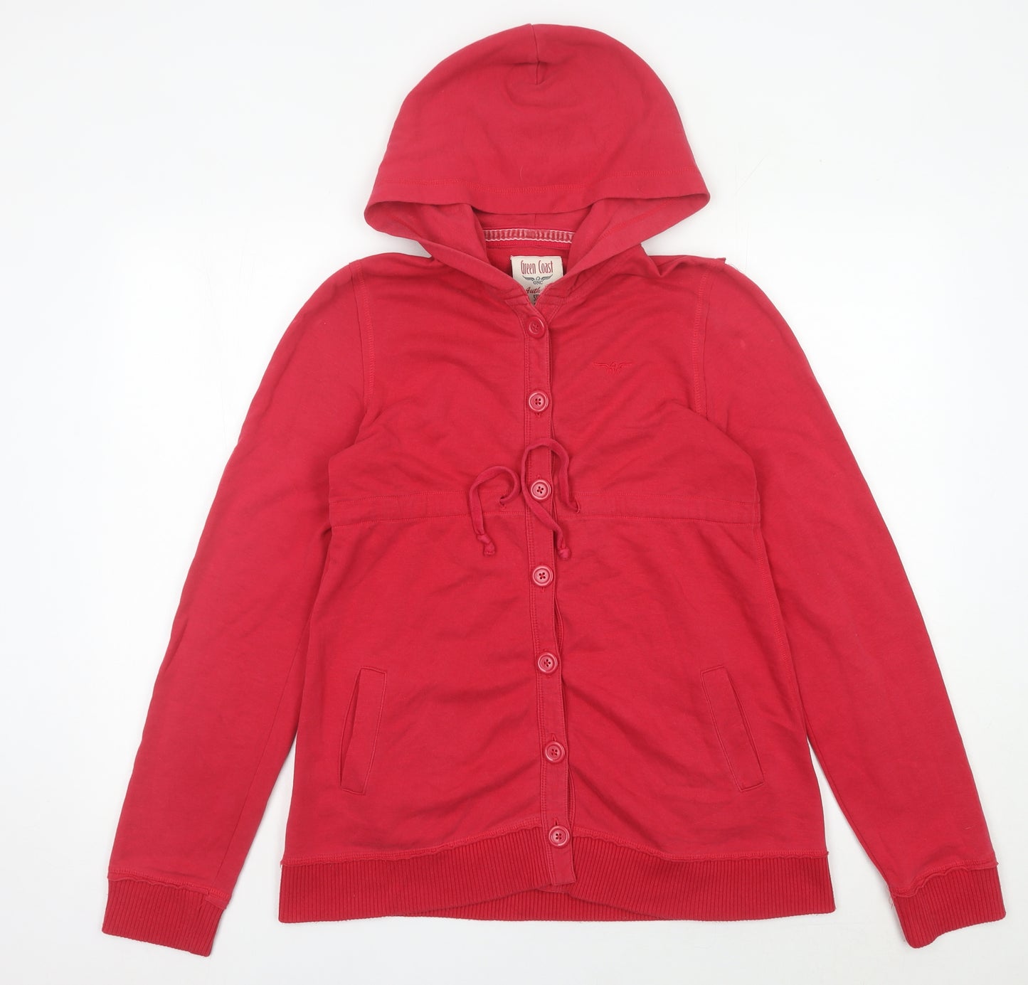 Green Coast Womens Red Small Hoodie Cardigan Cotton Blend