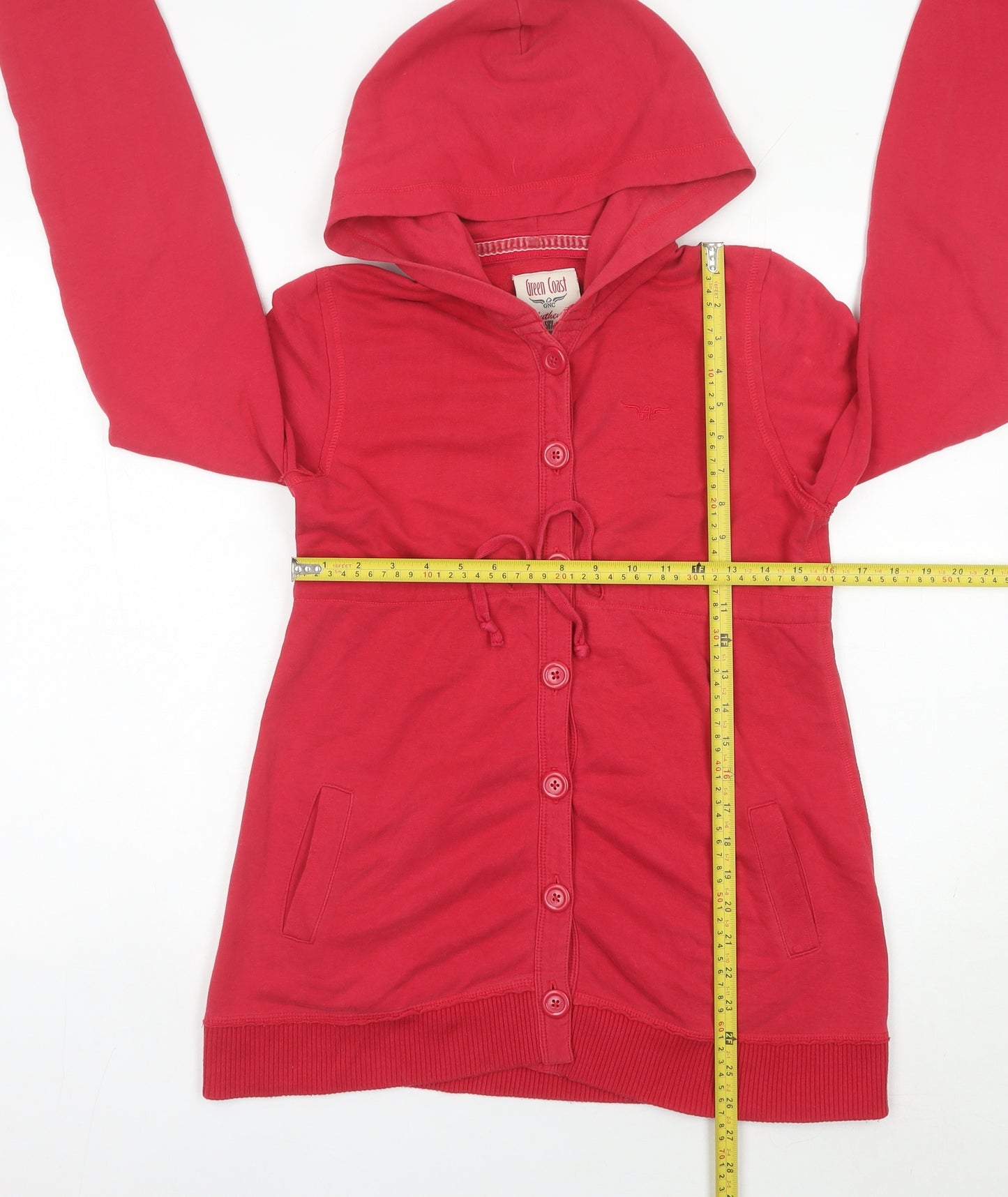 Green Coast Womens Red Small Hoodie Cardigan Cotton Blend