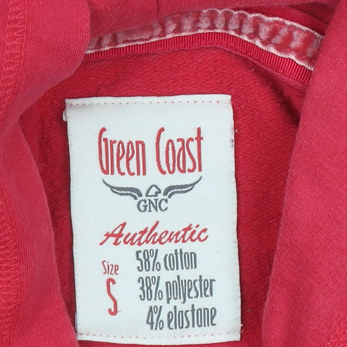 Green Coast Womens Red Small Hoodie Cardigan Cotton Blend
