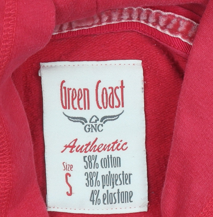 Green Coast Womens Red Small Hoodie Cardigan Cotton Blend